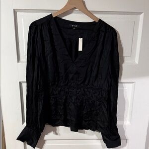 Madewell Elegant Black Long Sleeve Blouse